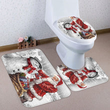 Load image into Gallery viewer, LANGRIA Christmas 4pcs Bathroom Shower Curtain Waterproof Snowman Bath Curtain Set Toilet Cover Mat Non-Slip Bathroom Rug Set