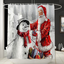 Load image into Gallery viewer, LANGRIA Christmas 4pcs Bathroom Shower Curtain Waterproof Snowman Bath Curtain Set Toilet Cover Mat Non-Slip Bathroom Rug Set