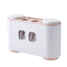 Load image into Gallery viewer, ONEUP Automatic Toothpaste Dispenser Dust-proof Toothbrush Holder With Cups No Nail Wall Stand Shelf Bathroom Accessories Sets