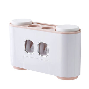 ONEUP Automatic Toothpaste Dispenser Dust-proof Toothbrush Holder With Cups No Nail Wall Stand Shelf Bathroom Accessories Sets